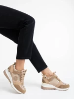 Pantofi sport dama camel din piele ecologica Tyrina
