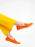 Mocasini dama portocalii din material textil Nineve