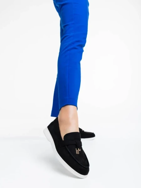 Mocasini dama negri din material textil Amberly