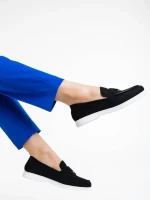 Mocasini dama negri din material textil Amberly