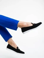 Mocasini dama negri din material textil Nineve