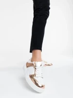 Pantofi sport dama albi cu sampanie din piele ecologica Rumeysa