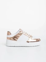 Pantofi sport dama albi cu sampanie din piele ecologica Rumeysa