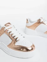 Pantofi sport dama albi cu sampanie din piele ecologica Rumeysa