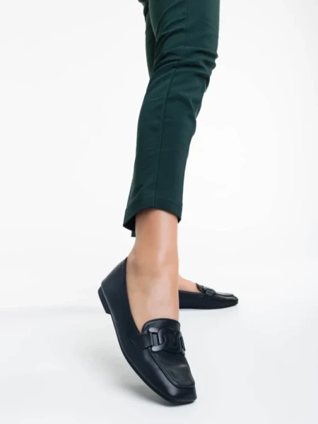 Mocasini dama negri din piele ecologica Riarna