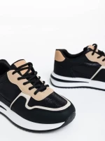 Pantofi sport dama negri din piele ecologica si material textil Raelin