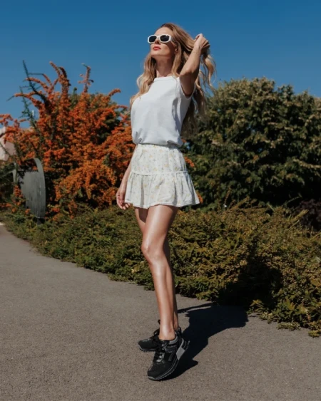 Pantofi sport dama negri din material textil si piele ecologica Ravenna