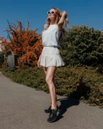 Pantofi sport dama negri din material textil si piele ecologica Ravenna