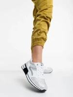 Pantofi sport dama albi din material textil si piele ecologica Ravenna