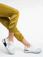Pantofi sport dama albi din material textil si piele ecologica Ravenna