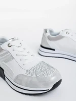 Pantofi sport dama albi din material textil si piele ecologica Ravenna