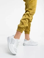 Pantofi sport dama albi din piele ecologica si material textil Raelin