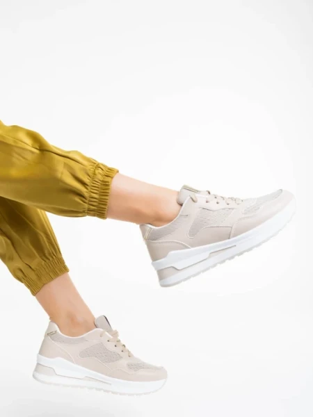 Pantofi sport dama bej din piele ecologica Rachana