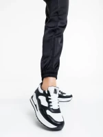 Pantofi sport dama negri cu alb din piele ecologica Rachana