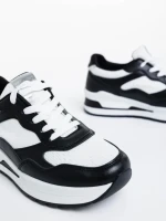 Pantofi sport dama negri cu alb din piele ecologica Rachana