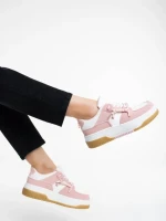 Pantofi sport dama alb cu roz din piele ecologica Rheia