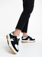 Pantofi sport dama albi cu negru din piele ecologica Rheia