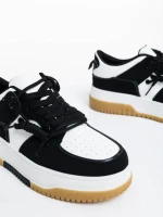 Pantofi sport dama albi cu negru din piele ecologica Rheia