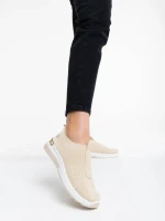 Pantofi sport dama bej deschis din material textil Romeya