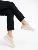 Pantofi sport dama bej deschis din material textil Romeya
