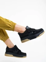 Pantofi sport dama negri din piele ecologica Rheia