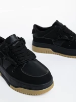 Pantofi sport dama negri din piele ecologica Rheia