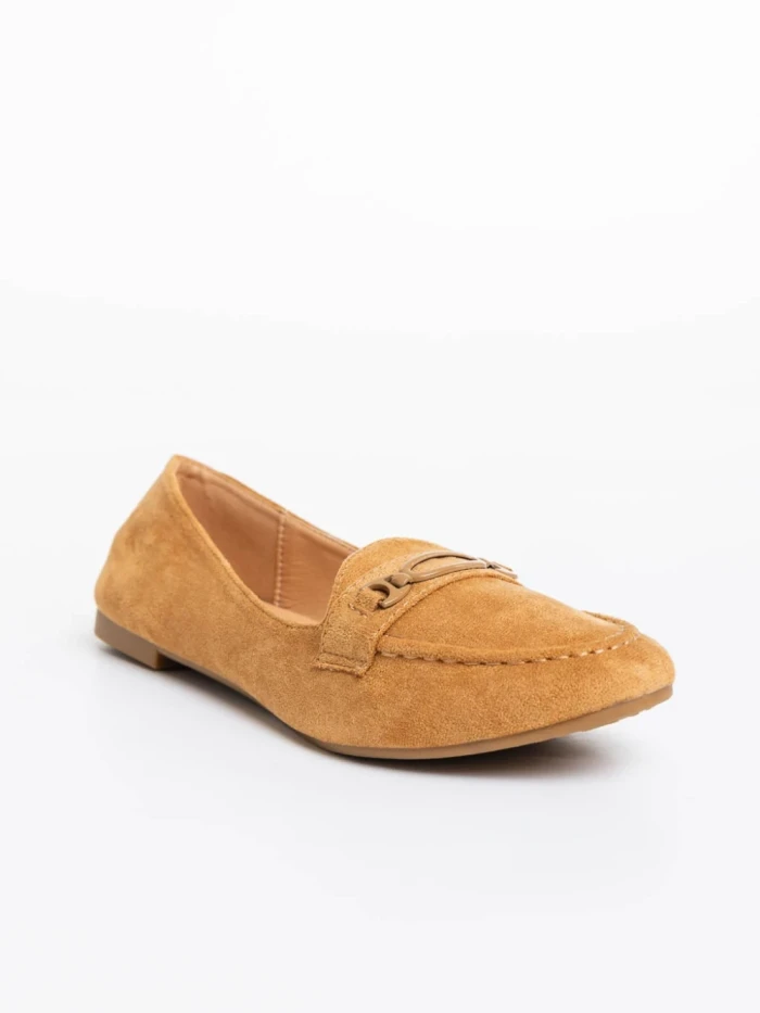 Mocasini dama camel din material textil Ritanya