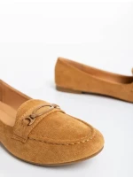 Mocasini dama camel din material textil Ritanya
