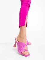 Saboti dama fucsia din piele ecologica si material textil Shamyla