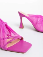 Saboti dama fucsia din piele ecologica si material textil Shamyla