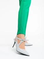 Pantofi dama argintii din material textil Shaira