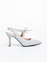 Pantofi dama argintii din material textil Shaira
