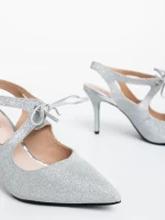 Pantofi dama argintii din material textil Shaira