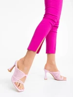 Saboti dama roz din piele ecologica si material textil Shamyla