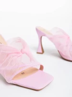 Saboti dama roz din piele ecologica si material textil Shamyla