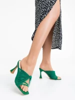 Saboti dama verzi din piele ecologica si material textil Shamyla