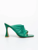 Saboti dama verzi din piele ecologica si material textil Shamyla