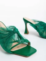 Saboti dama verzi din piele ecologica si material textil Shamyla