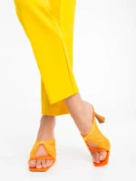 Saboti dama portocalii din piele ecologica si material textil Shamyla