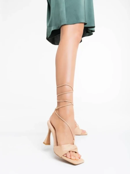 Sandale dama nude din material textil Shadia