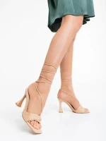 Sandale dama nude din material textil Shadia