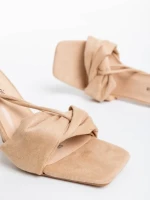 Sandale dama nude din material textil Shadia