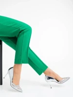 Pantofi dama argintii din material textil Shaneka