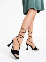 Sandale dama negre din material textil Shadia