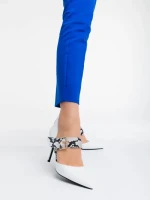 Pantofi dama albi cu toc din piele ecologica Simrita