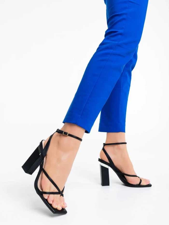 Sandale dama negre din piele ecologica Sandora