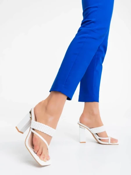 Saboti dama albi din piele ecologica Sabira