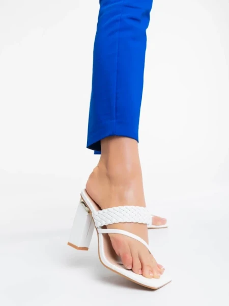 Saboti dama albi din piele ecologica Sabira