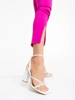 Sandale dama albe din piele ecologica Sandora