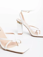 Sandale dama albe din piele ecologica Sandora